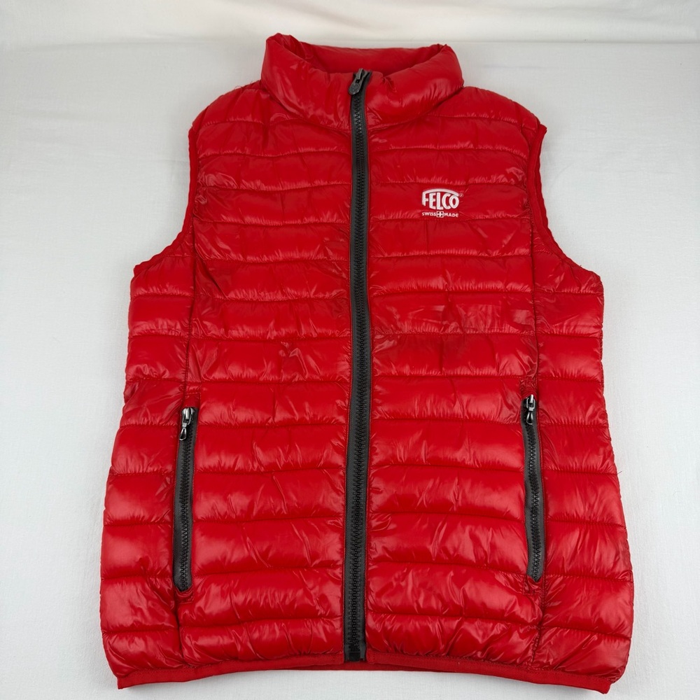 RARE PAYPER Women's Casual Puffer Down‎ Vest Jacket, Red, Felco Logo, Size Small